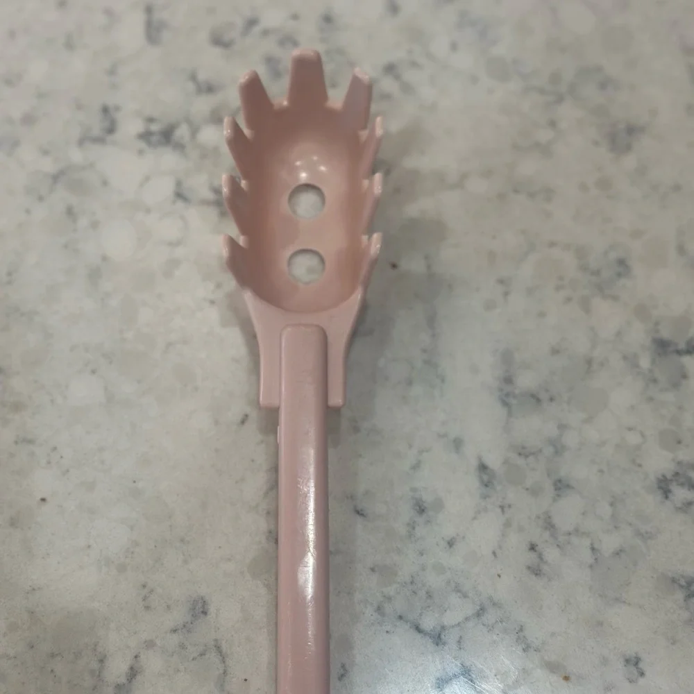 Vintage Pink Pasta Server Fork Kitchen Utensil